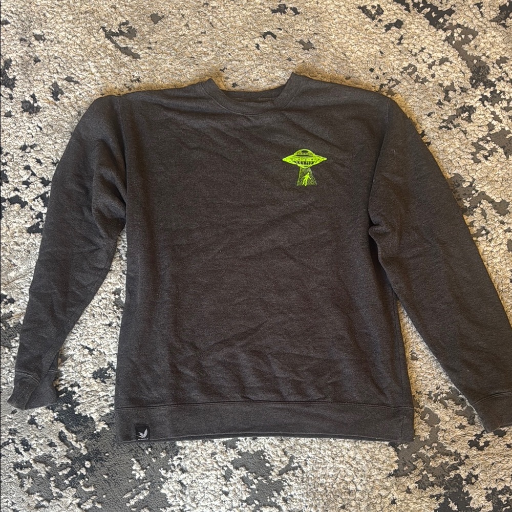 Dark Gray Sweater with Neon Green Logo